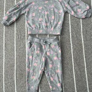 Janie and Jack Gray and Pink Floral Outfit